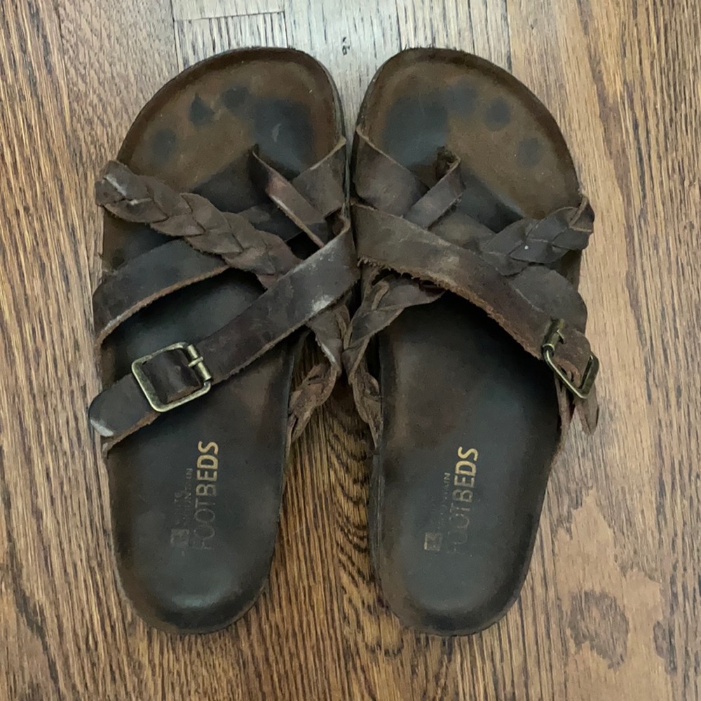 White Mountain Foot Bed Sandals with Braid